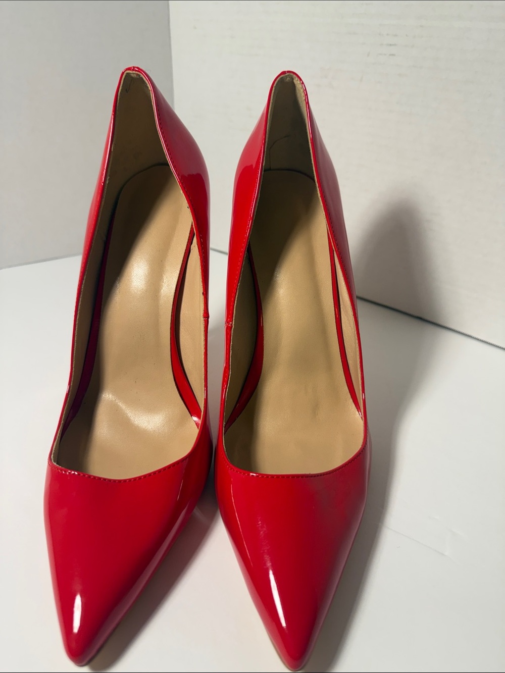 Red Patent Pointed-Toe High Heel Pumps - Picture 8 of 8